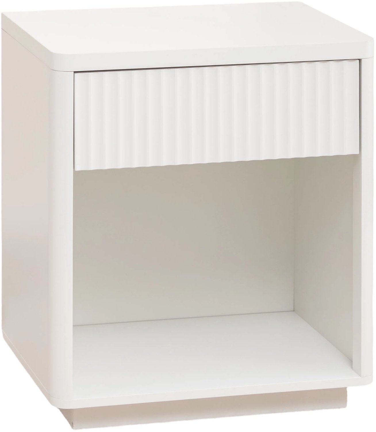 SONNENH Nachtkastje met lade en open vak - Wit - Geribbeld front - 55 x 40 x 63,5 cm