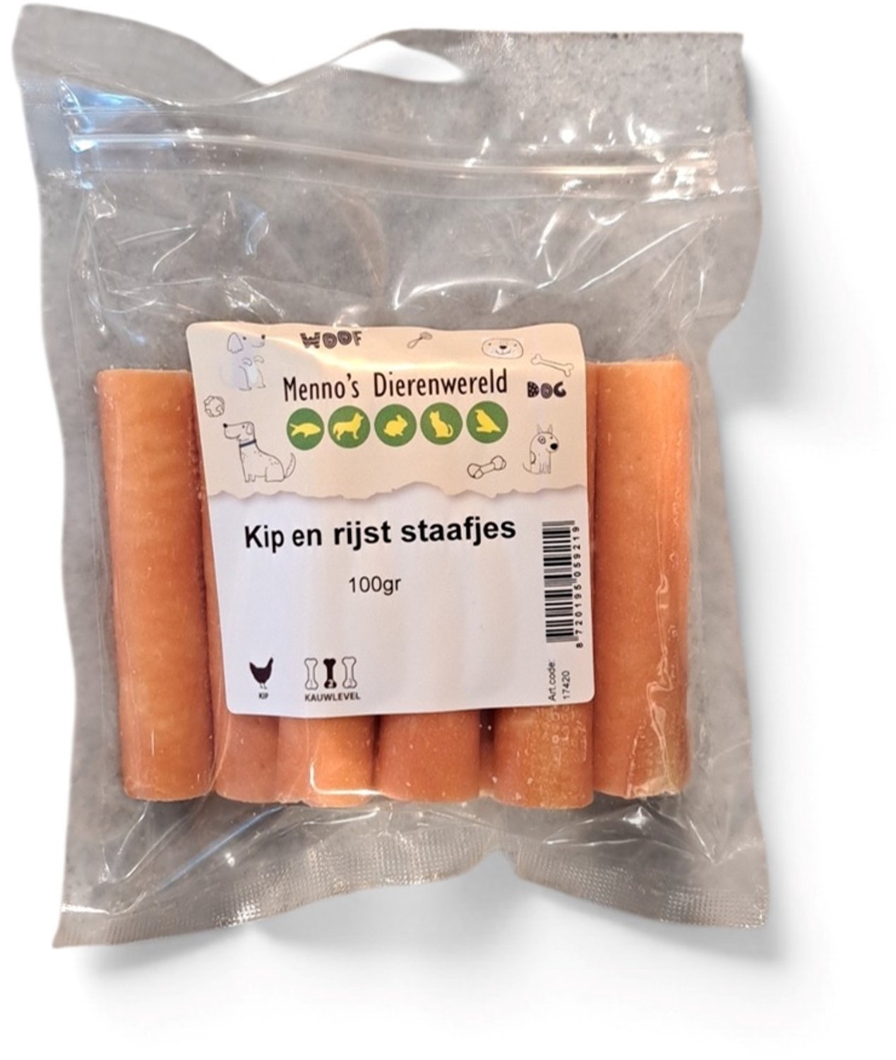Zoolekker Kip en rijst staafjes - gezonde hondensnack in 100 g en 400 g verpakkingen 100 Gram
