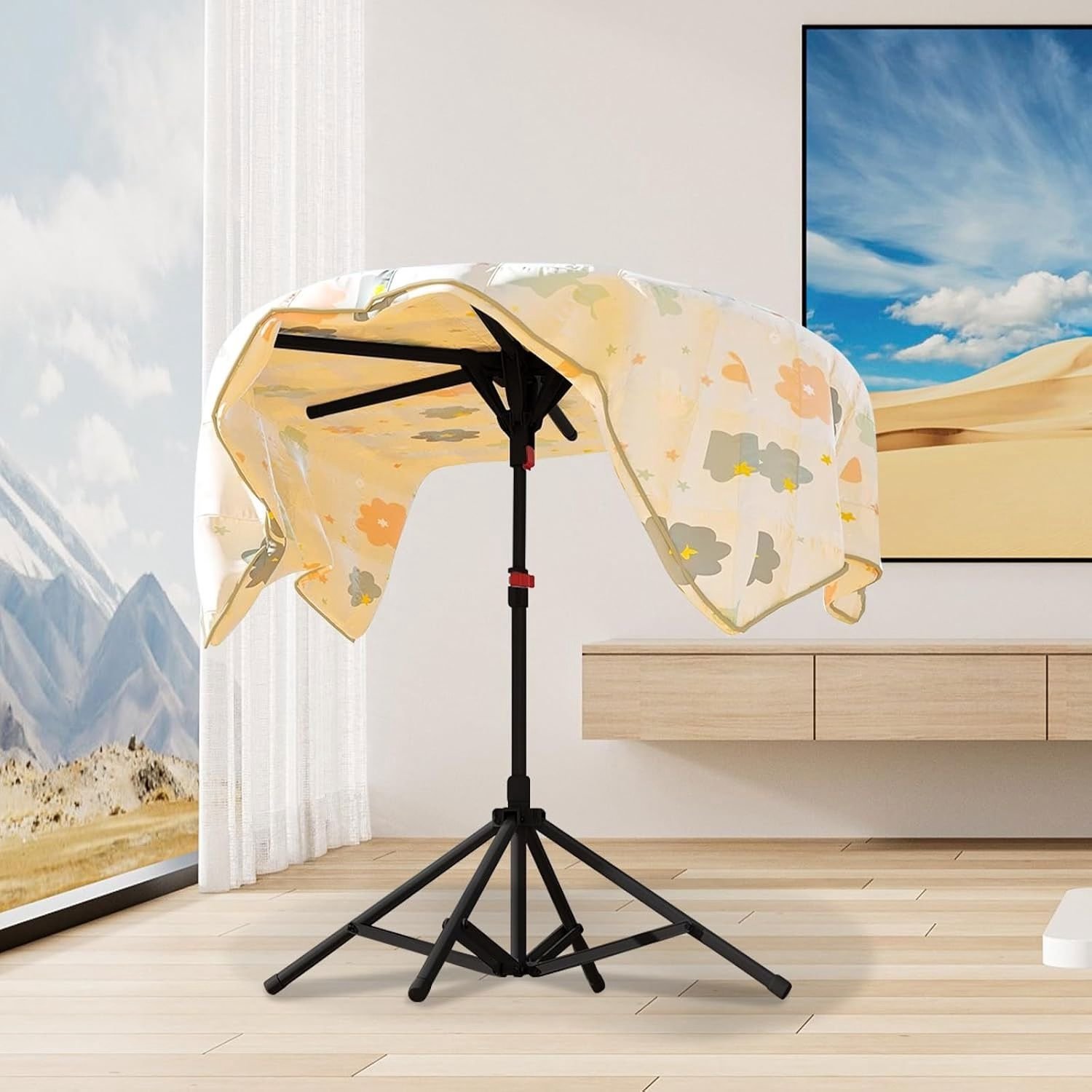 Droogmolen met Voet voor Camping & Thuis - Wasrek Staand - Droogrek Inklapbaar - Zwart