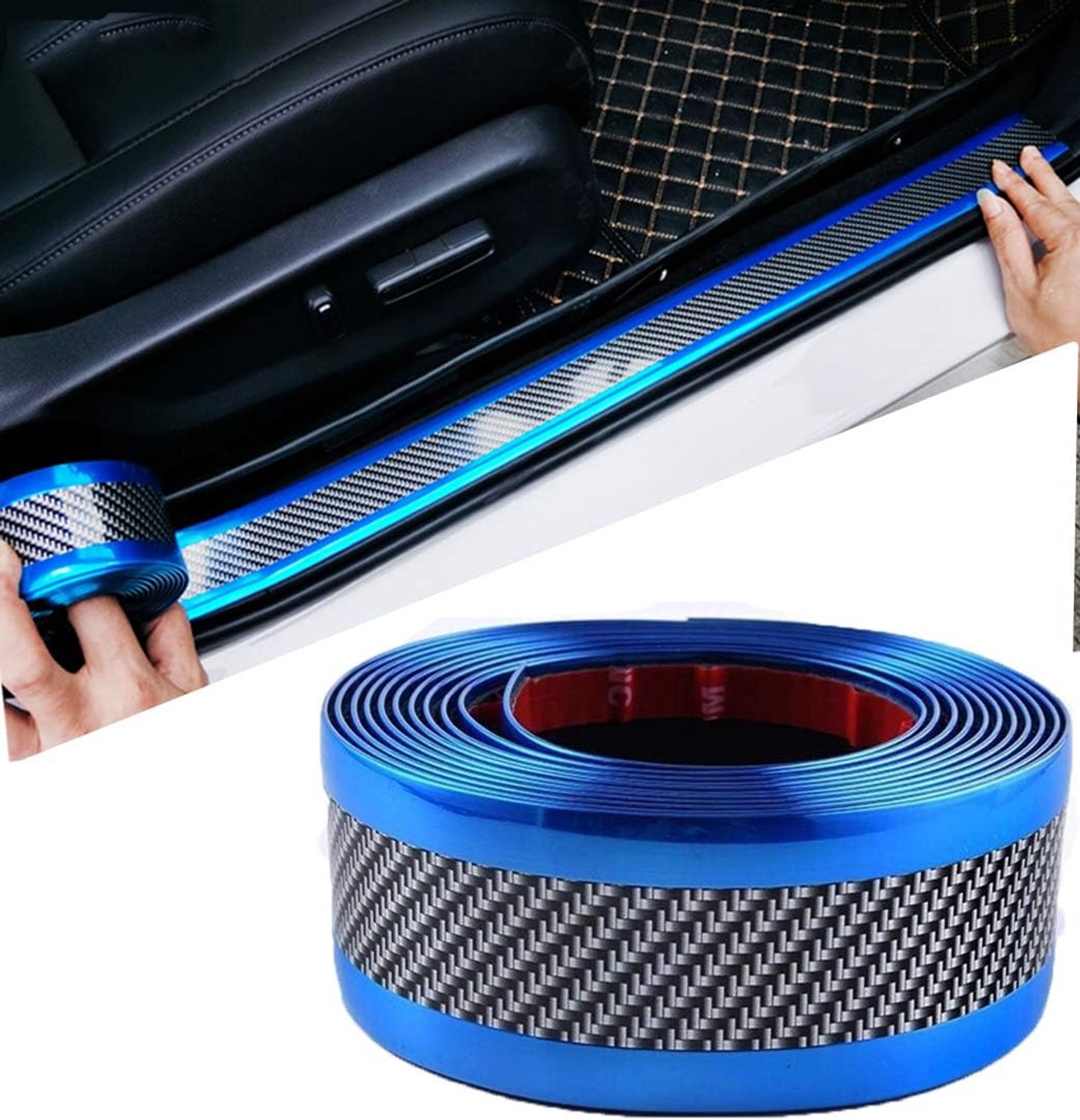 Deur drempel sticker 2,5m x 5cm - krasbestendig carbon fiber - beschermende rubberband - voorkomt krassen en slijtage - ServiceTopper