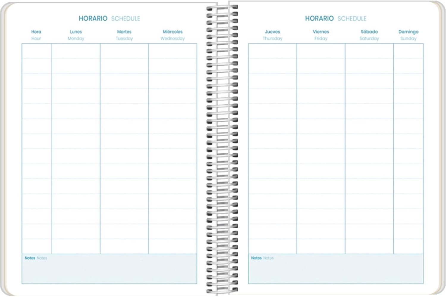 Schoolagenda 2025 2026 - A5 formaat - Spaans en Engels - Flexibele kaft met spiraalsluiting - ServiceTopper