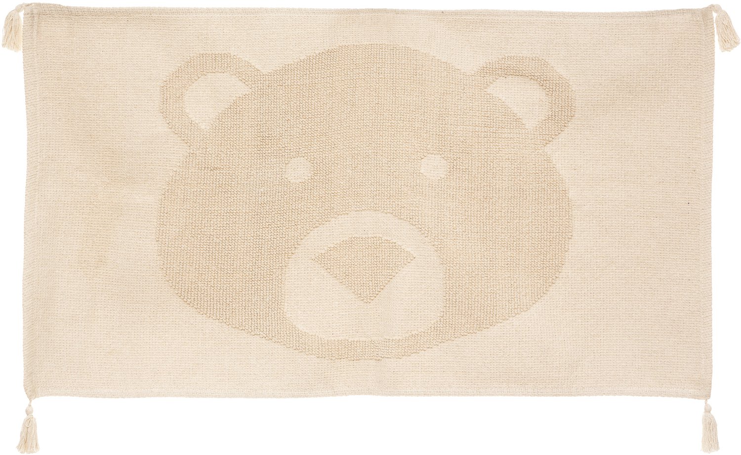 Atmosphera for kids - Katoenen kindervloerkleed MIŚ (beer) met franjes, 90 x 60 cm