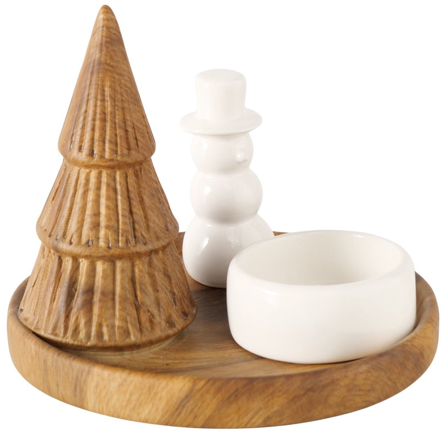 Boltze Home Kaarsenhouder OVE met sneeuwman en kerstboom, Ø 13 cm Multicolor