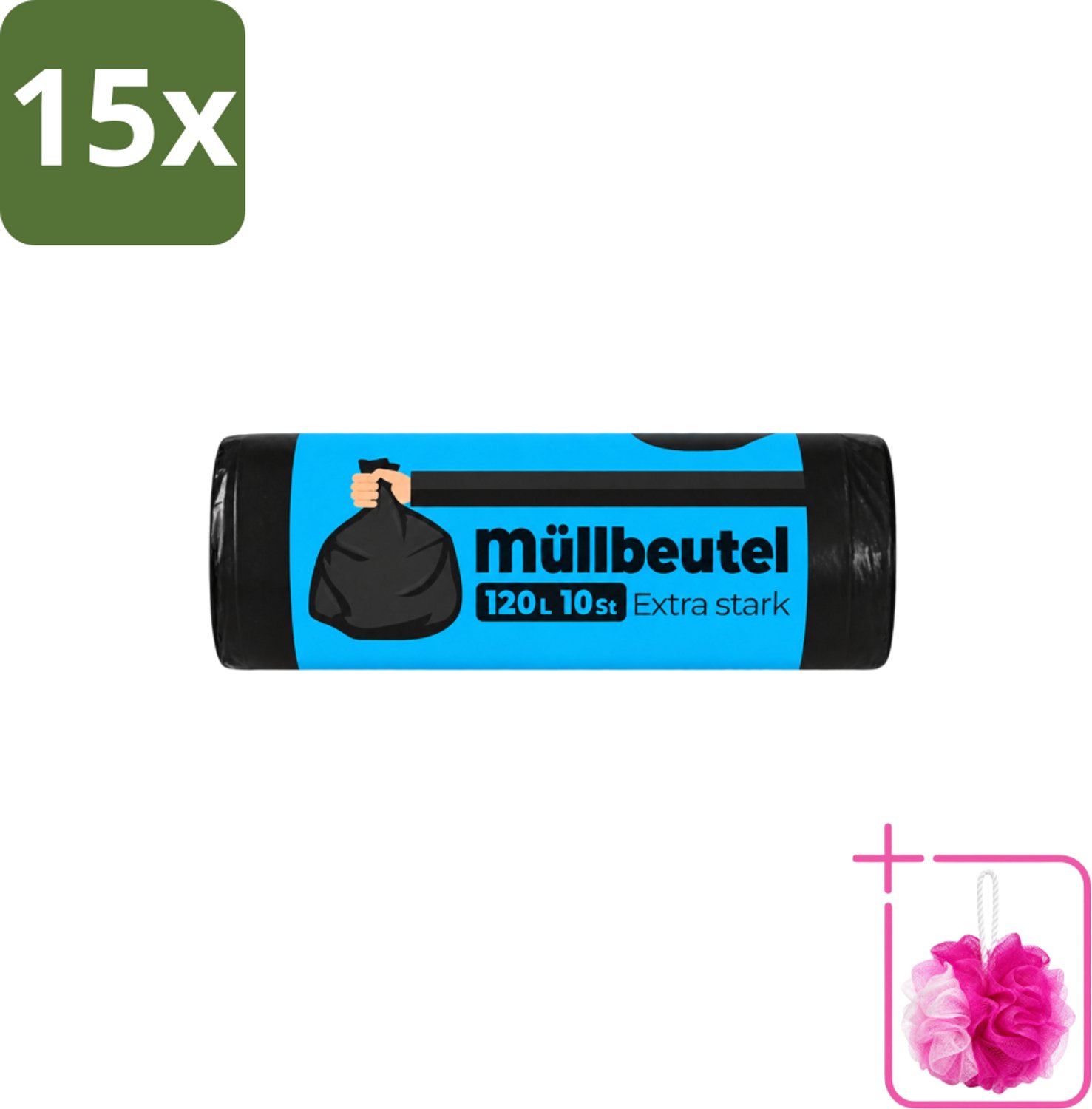15 x Deluxe - Vuilzakken - Stevig & Ruim - 10 Vuilniszakken - 120L - Bulkverpakking - Vuilzakken 120 l - Douchemop - Huishoudelijk afval