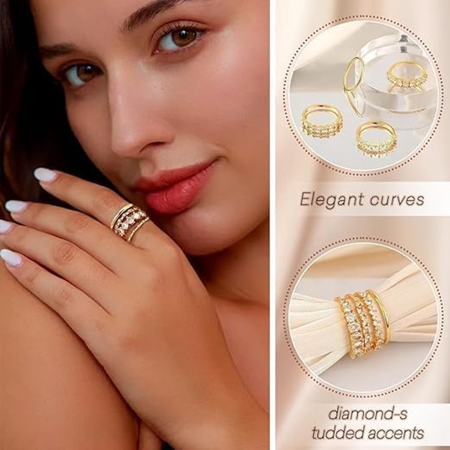 Damesringen 4 stuks - glanzende kubische zirkonia - stapelbaar - minimalistisch design - ShopVlot
