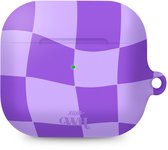 xoxo Wildhearts hoesje geschikt voor AirPods 4 - Violet Vibes - Ook als telefoonhoesje verkrijgbaar - schokbestendige case - koptelefoonhoesje - Matte afwerking - Beschermhoes met golvende blokjes - Golven - Paars