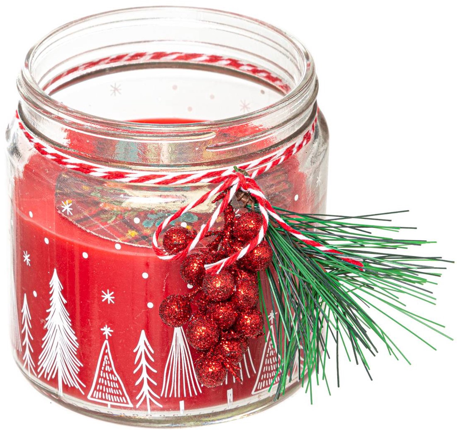 Feeric lights & Christmas Geurkaars 315 g met bedrukt glazen potje Rouge