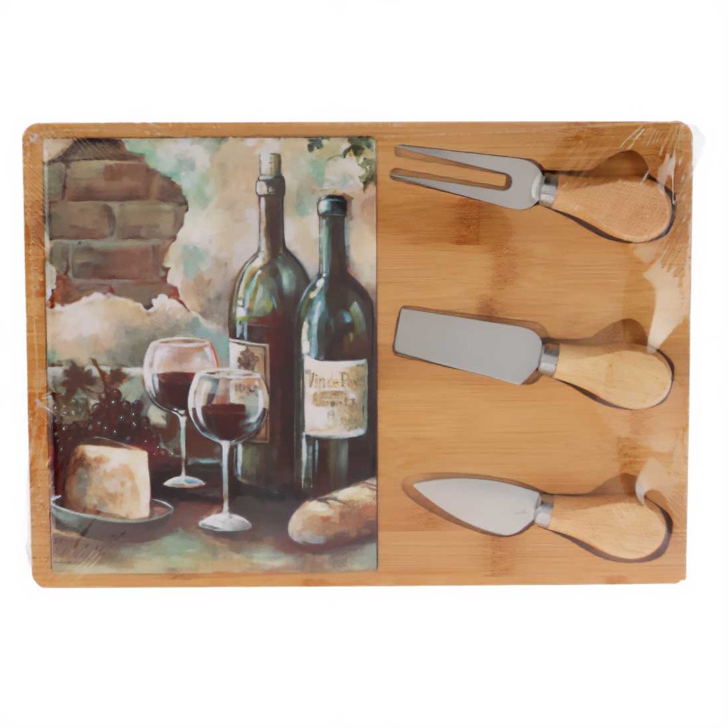 EH Excellent Houseware - Kaasplank met messenset, 30 x 21 cm