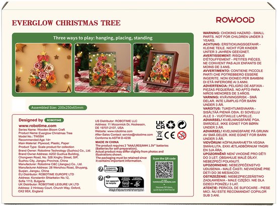 Rolife Everglow Christmas Tree by Rowood - Rowood Wooden Bloom Craft Series - TW05H - Kerst - Bloemen - Bouwpakket — cadeau in Hobby - foto 3