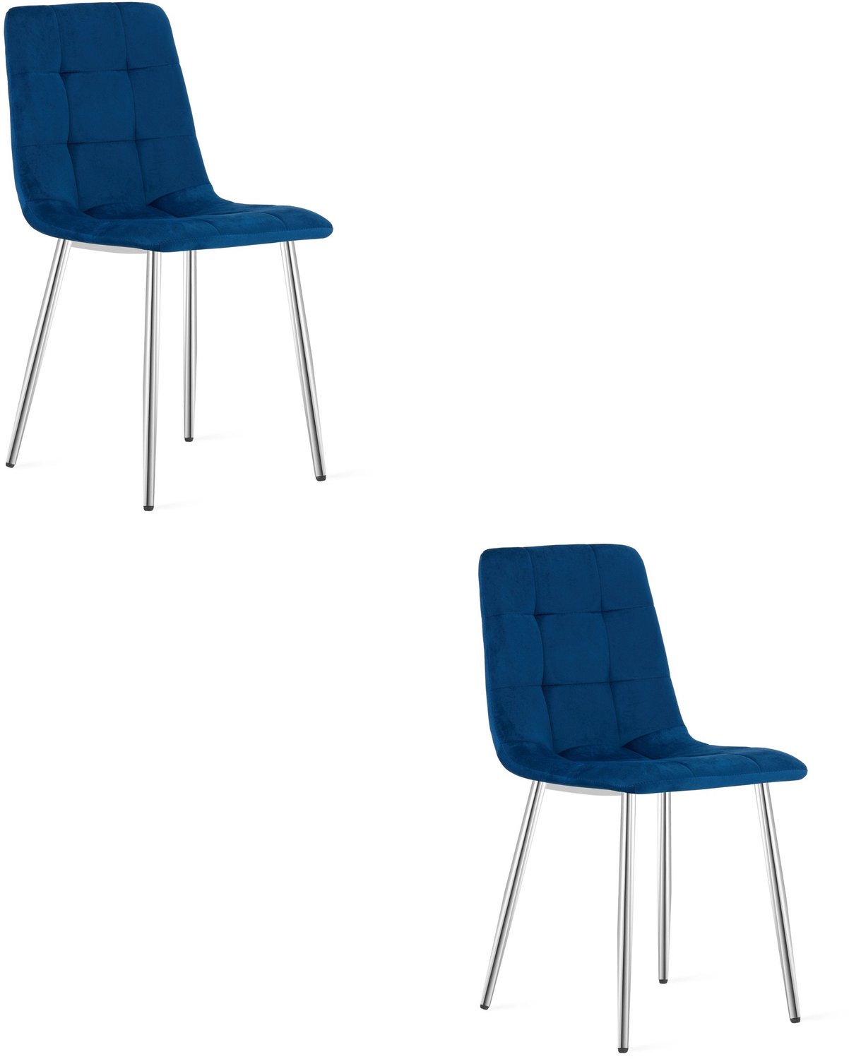 LEOBERT KARA Eetkamerstoelen – Set van 2 – Marineblauw Velvet – Metalen Poten – Comfortabele Ergonomische Zitting – Modern Design – Velvet Stoel voor Woonkamer, Keuken en Eetkamer – Max. 110 kg per Stoel