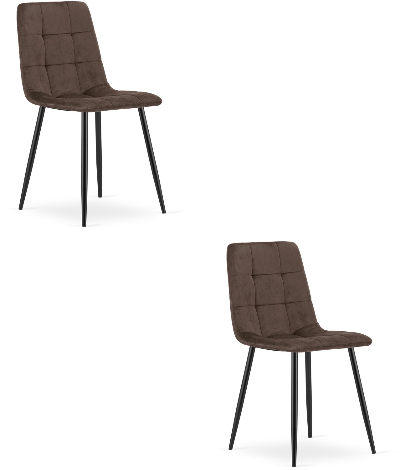 LEOBERT KARA Eetkamerstoelen – Set van 2 – Zwart Velvet – Zwarte Metalen Poten – Comfortabele Ergonomische Zitting – Modern Design – Velvet Stoel voor Woonkamer, Keuken en Eetkamer – Max. 110 kg per Stoel