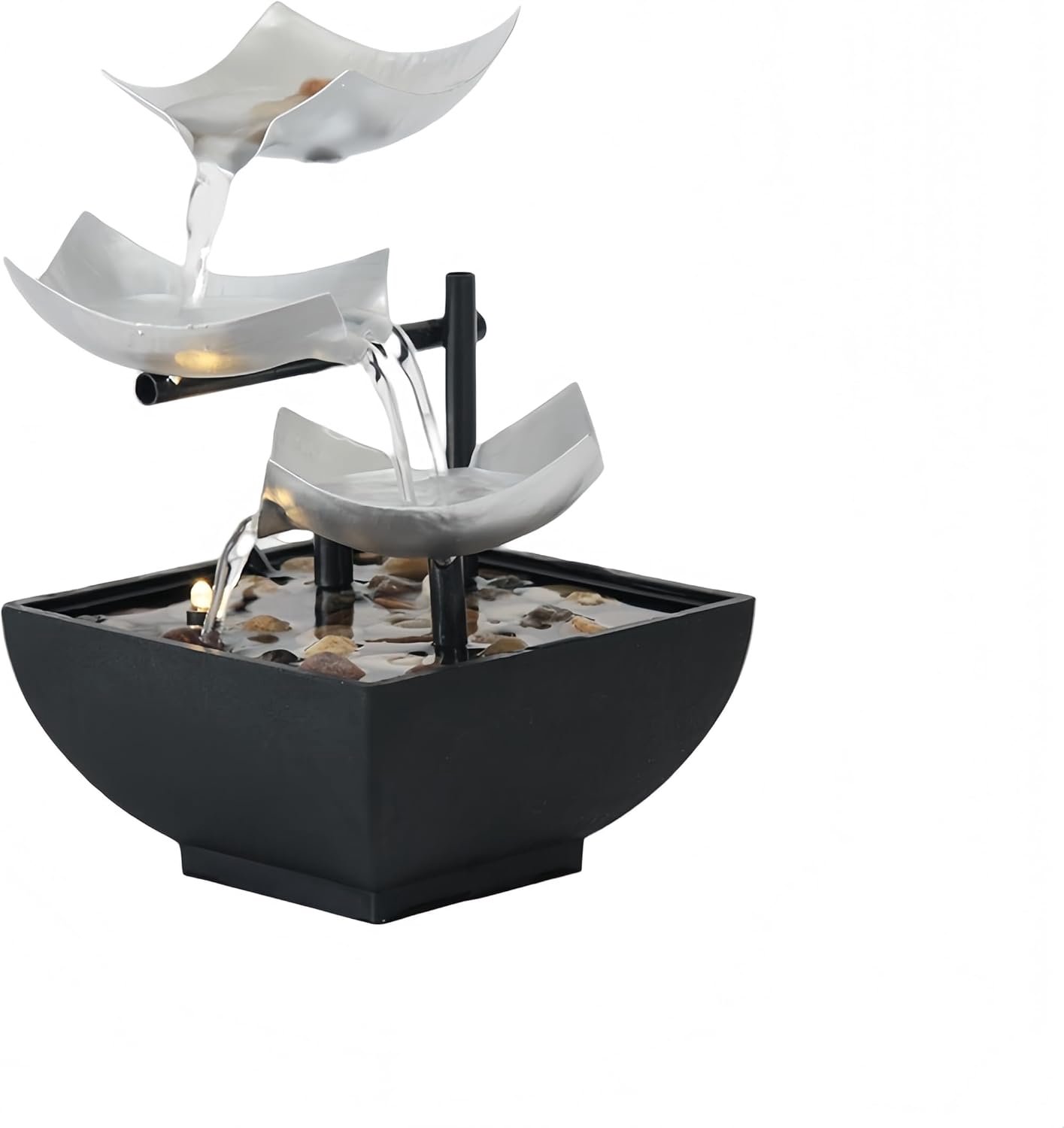 Ornament – Tafelfontein voor Binnen – Decoratieve Waterfontein – Voor Bureau, Kantoor en Interieur – Compact en Sfeervol – Zwart
