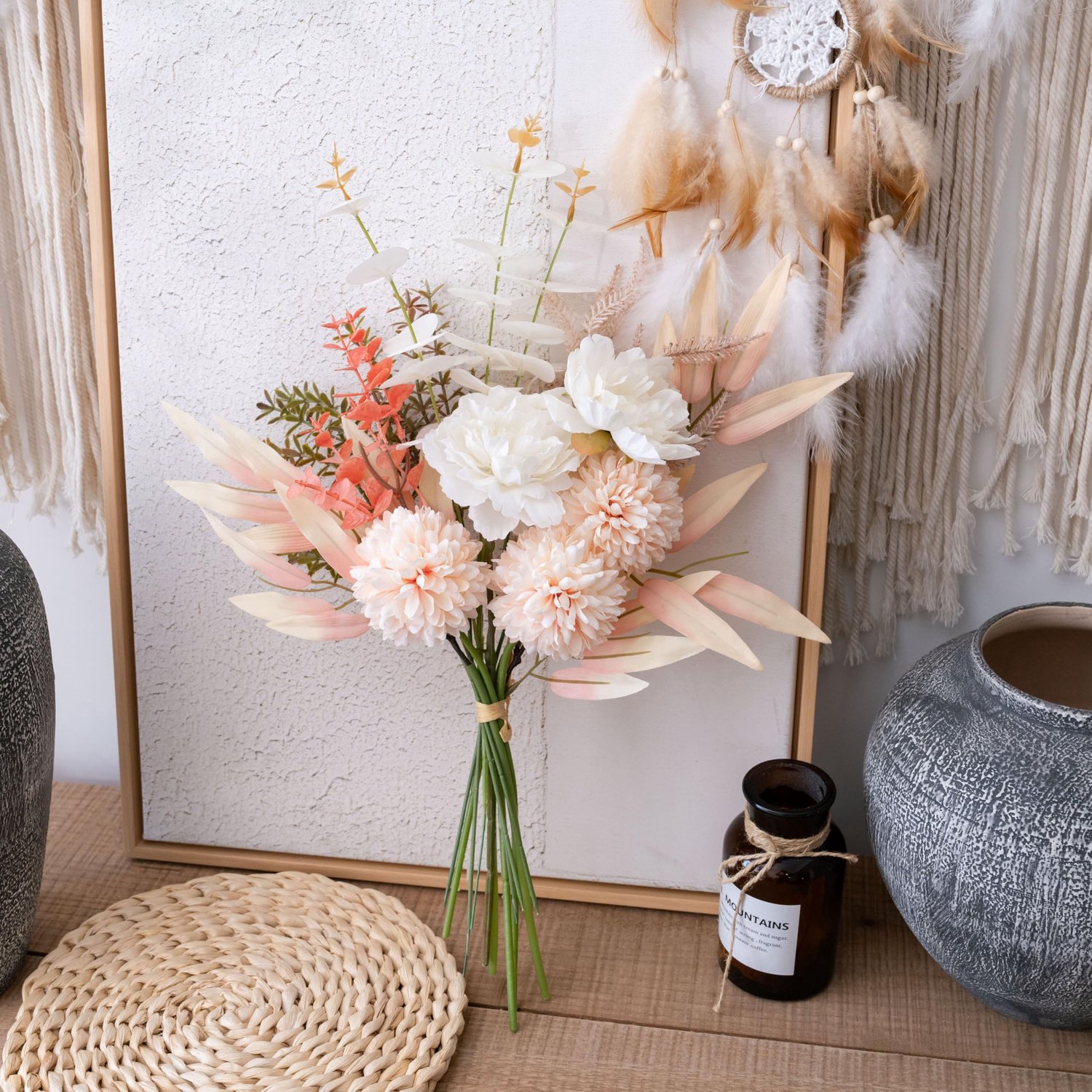 Kunstmatige bloemen boeket - Roze hortensia - Kunstzijde - Perfect voor bruiloften en decoraties - ShopVlot