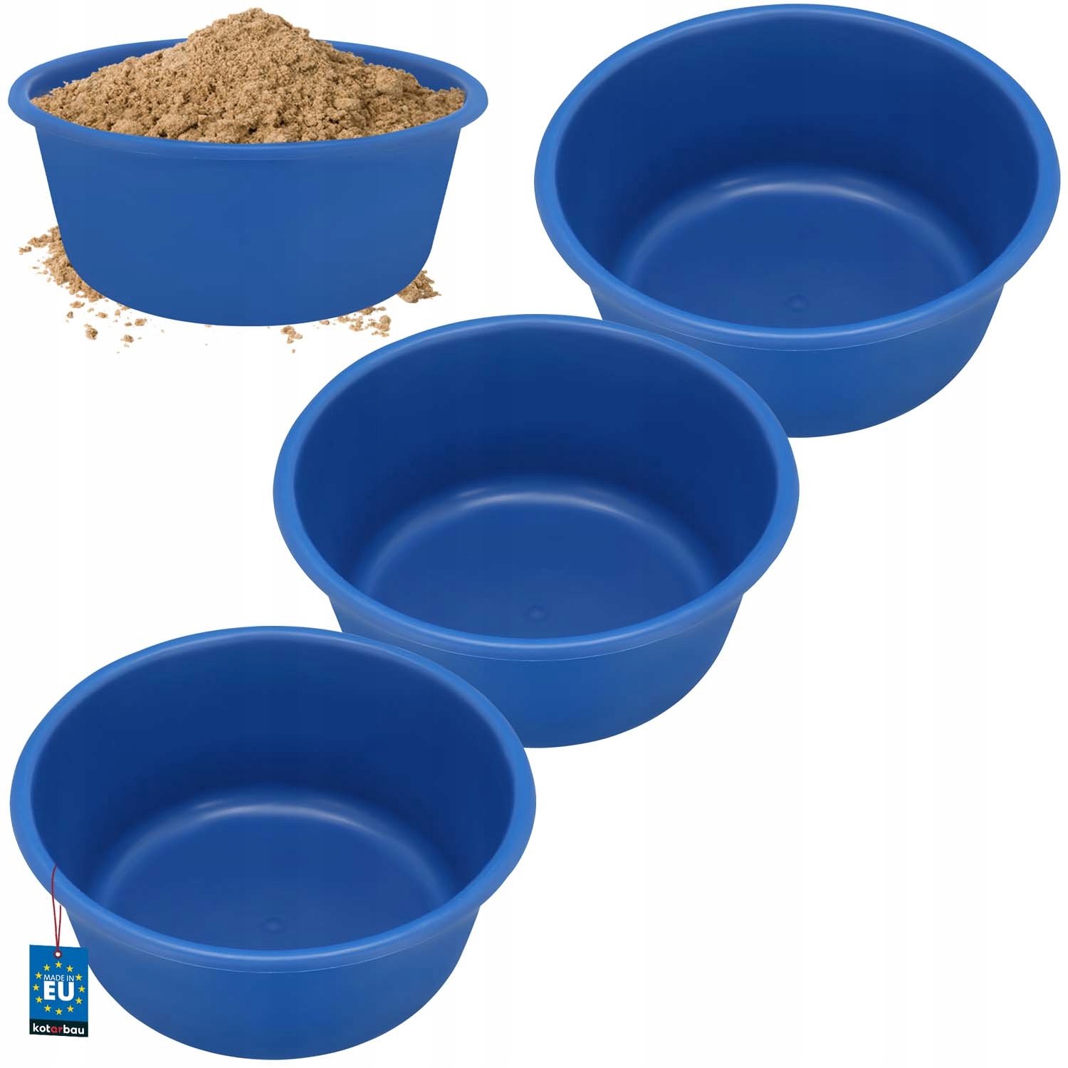 3x Bouwvak Kastra 14L - Rond, Duurzaam PVC voor Mortel, Gips, Water