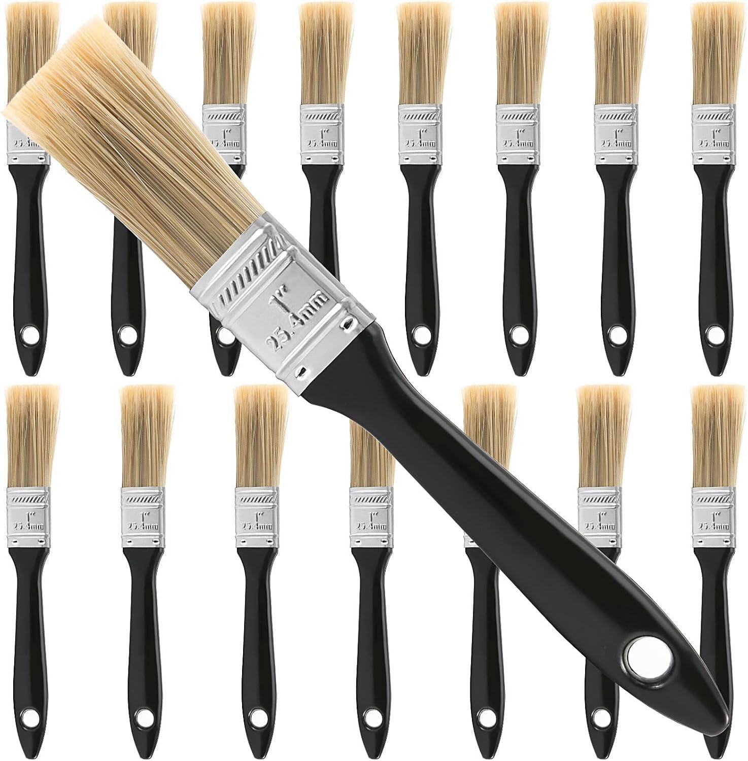 ZOENHOU 18 Pcs 2.5 cm Paint Brush Set, Paint Brush Decoration with Treated Plastic Handle, Professional Brushes Tools for DIY Paint, Home, Furniture,
