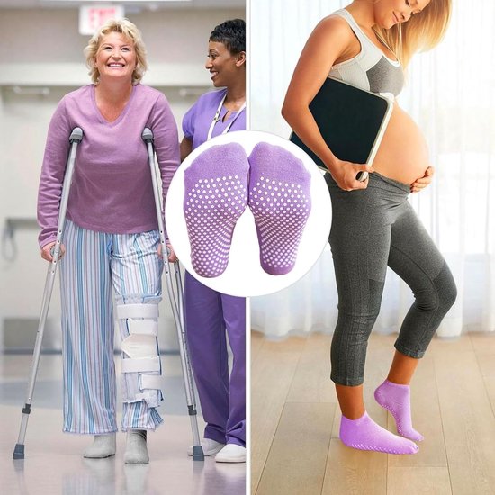 4 Paar Yoga Sokken voor Mannen en Vrouwen met Handvatten, Antislip Pilates Sokken van Katoen voor Thuis, Ziekenhuis en Sportactiviteiten, Volledige Teen, Enkels, Antislip — afbeelding 4