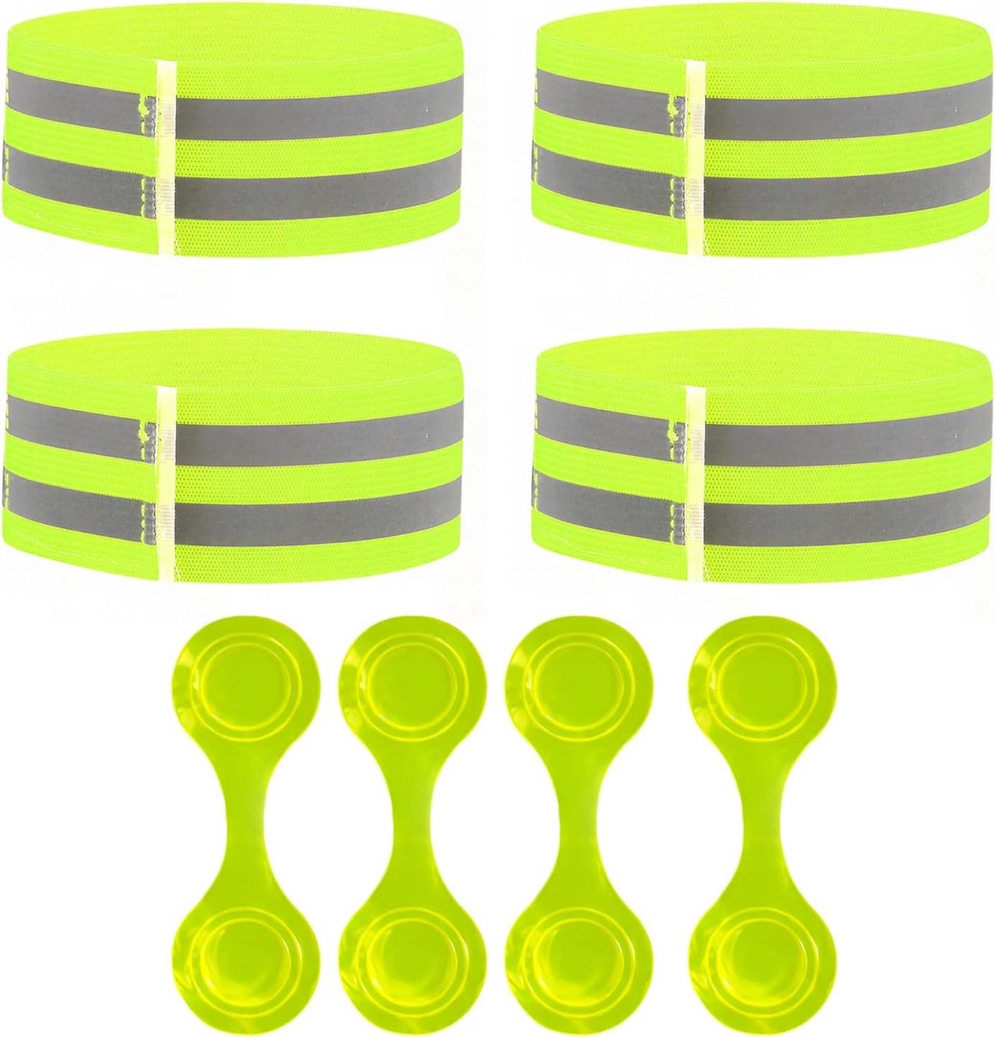 Reflecterende Bands Set voor Jogging en Fietsen, 4 Stuks met Flexibele Clips, Veiligheid voor Armen en Benen, Ideaal voor Buitenactiviteiten