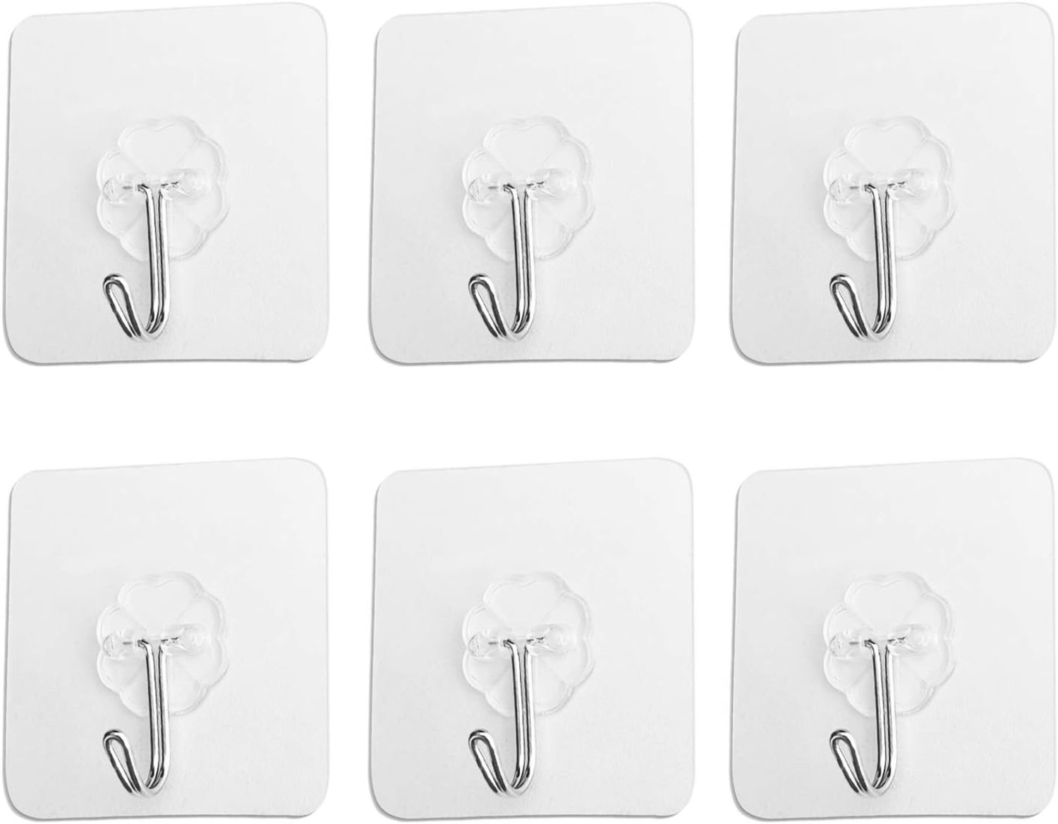 SnelShoppen - Pack van 6 Transparante Plakhaakjes, Waterdichte Wandhaken, Geen Spijkers Nodig, Ideaal voor Jassen, Sjaals, Handdoeken, Tassen, Sleutel