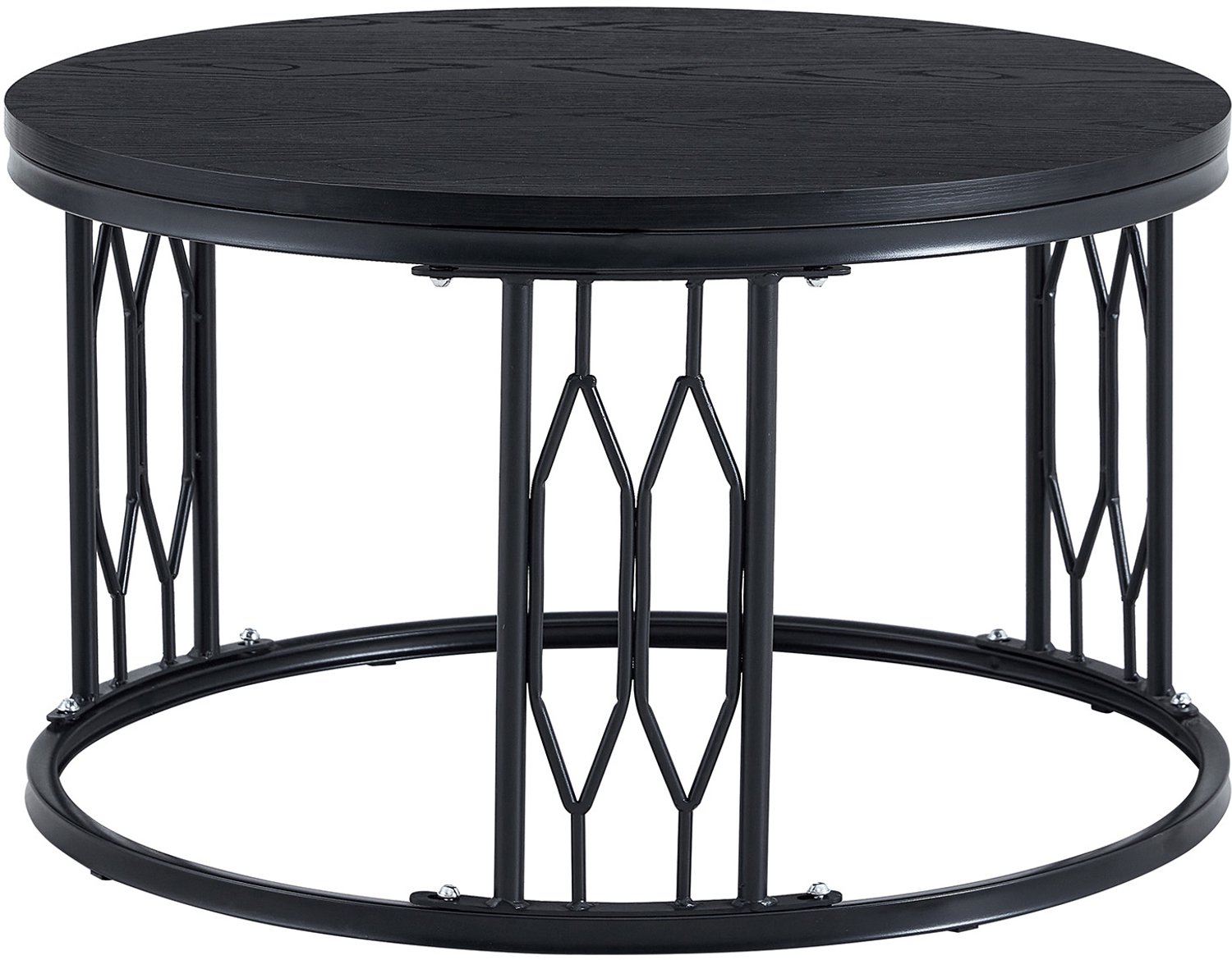 SONNENH Ronde salontafel met MDF-blad en geometrisch metalen frame - 70 x 40,5 cm - Zwart