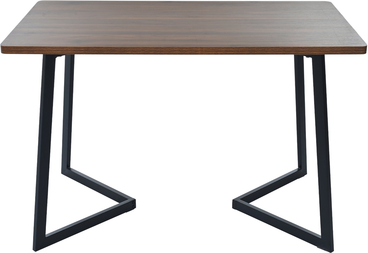 SONNENH Eettafel - Houtlook met trapeziumonderstel - 117 x 68 x 75 cm - Walnootkleur/zwart