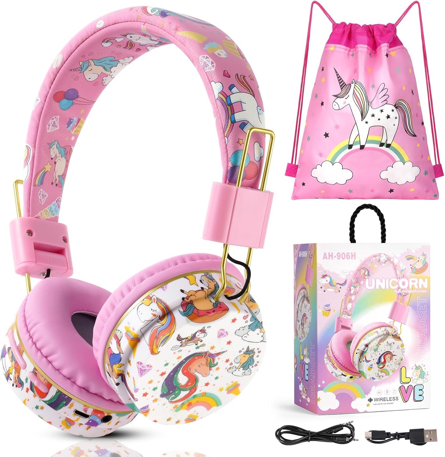 SnelShoppen - Draadloze Kinderhoofdtelefoon Bluetooth - HD Stereogeluid - Microfoon - Roze - Perfect voor Smartphone, Tablet, Kindle - Ideaal voor Kin