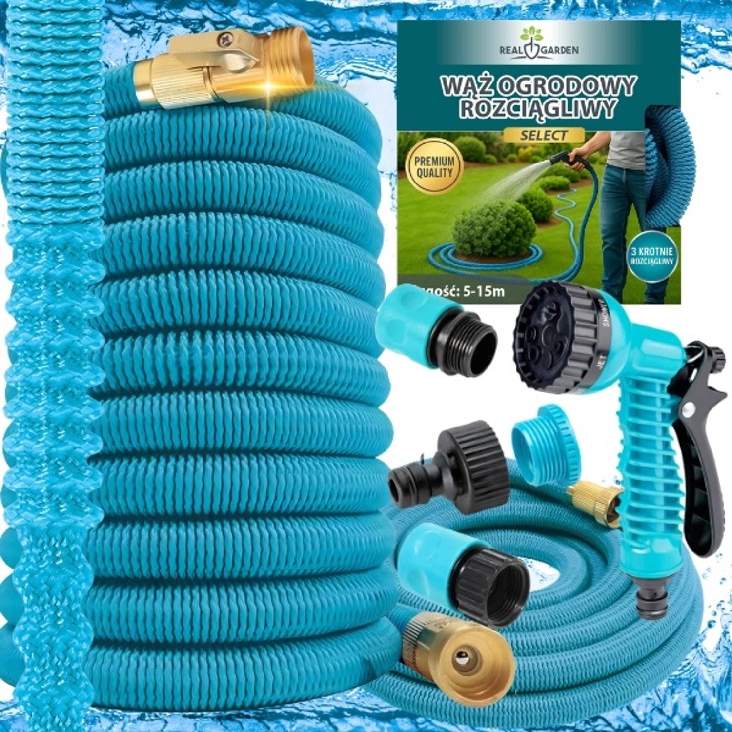 Flexibele Tuinslang 5-15m met Spuitpistool & Koppelingen