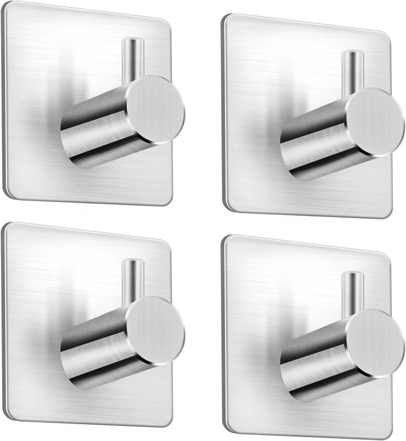 Towel Holder Without Drilling Stainless Steel - 4 Pieces Practical Self Adhesive Hooks Extra Strong, Stainless Wall - ShopVlot
