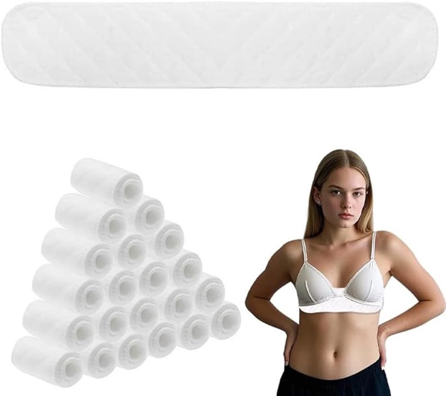 Herbruikbare Katoenen Bh met Onderbust Inlegkussens, Zweetabsorberende Pads, Wasbare Bh Inlegstukken voor Dames met 3 Laags Comfort