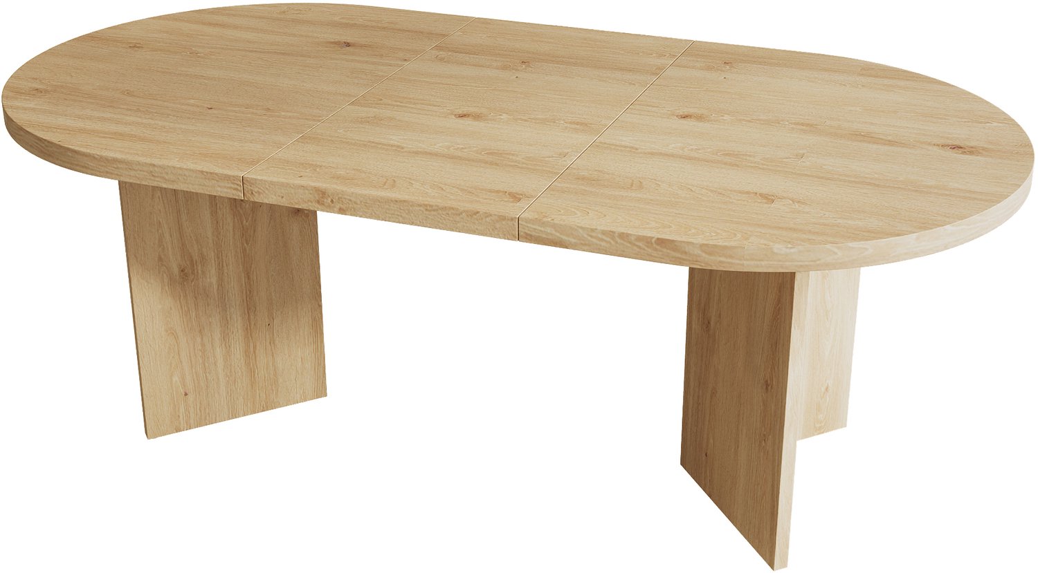 SONNENH Ovale eettafel met afgeronde hoeken en paneelpoten - Eikenlook - 160 x 80 cm
