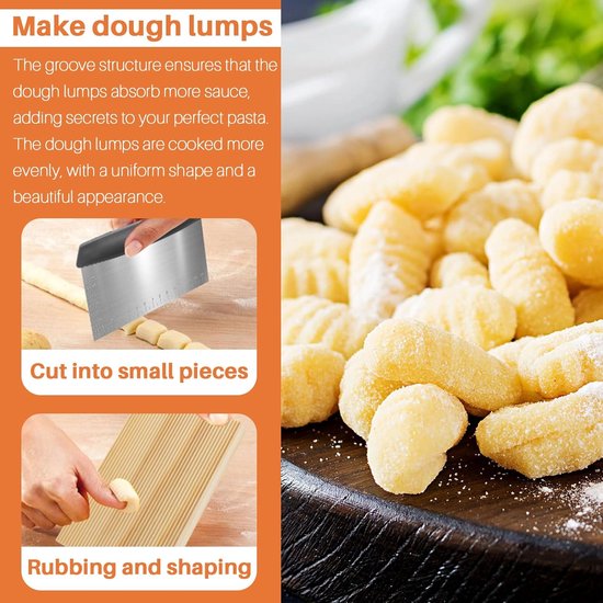 SnelShoppen - Gnocchi Bord Houten Pasta Board met Houten Stokken voor Gnocchi en Pasta Vormen, Inclusief Pastasnijwielen en Deegslicer, Keuken Accesso van Snelshoppen — afbeelding 5