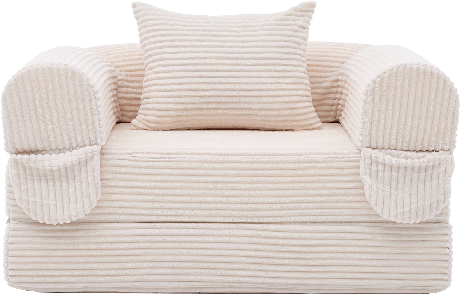 SONNENH Uitklapbare 1-zits slaapbank - Ribstof - 120 cm breed - Beige