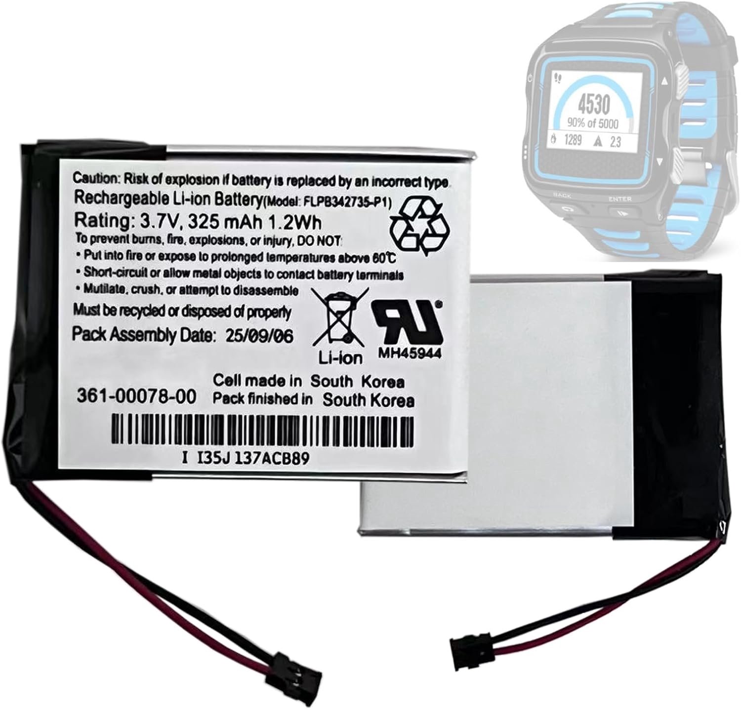 Replacement Battery 361-00078-00 Compatible with Gar-min Forerunner 920XT Smartwatch Watch Model: FLPB342735-P1 - ShopVlot