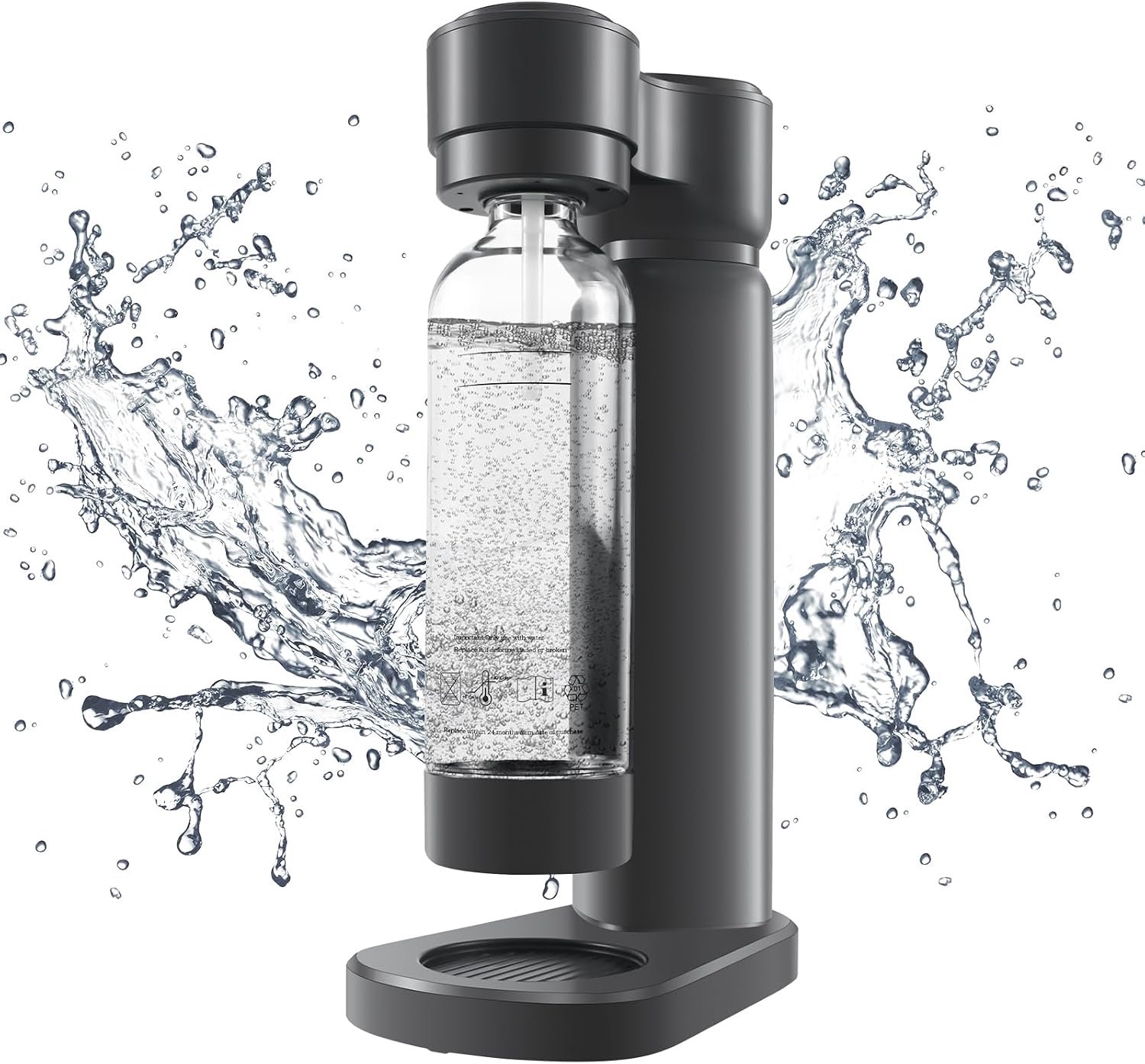 Soda- en bruiswatermaker 1 liter - BPA-vrij grijs - handige gebruikservaring - perfect voor thuis - Luxento