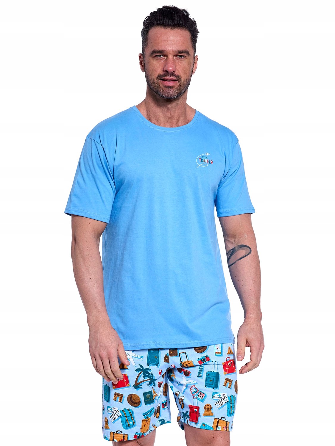 Cornette Heren Pyjama 326/174 Travel Katoen Maat S Blauw