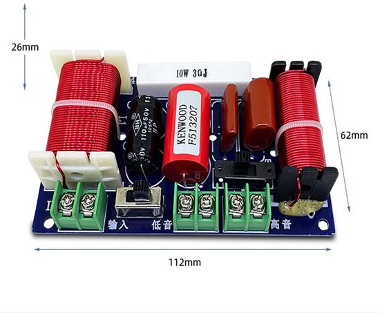 250W Speaker Crossover 2500Hz-3000Hz Verstelbare 2-weg Hoge en Lage Frequentie voor HI-FI Boekenplank, Centre en Surround Luidsprekers — afbeelding 2