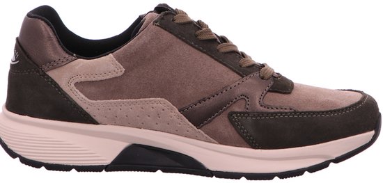Binnenkant van de bruine Gabor Rollingsoft sneaker, uitgevoerd in een mix van suède en nubuck leer.
