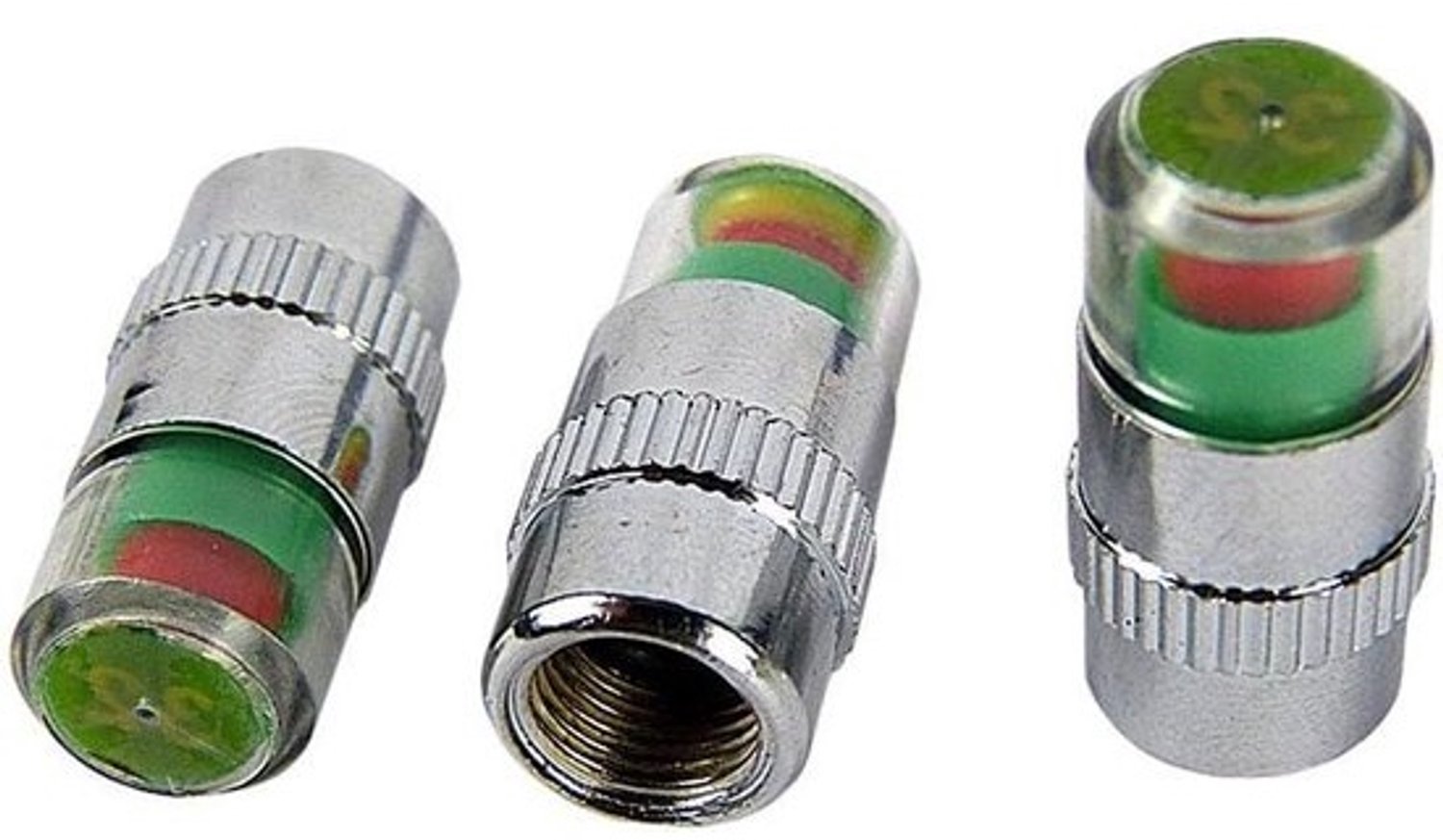 Bandenspanningsdoppen - Ventieldopjes - Bandenspanning controleren - Kleurindicatie als verkeerslicht - 4 stuks - Geel, groen, rood