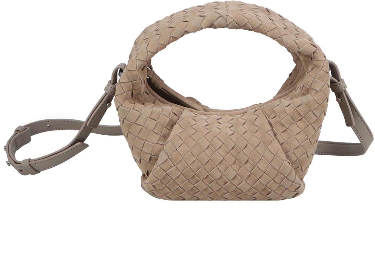 LES VISIONNAIRES Greta mini weave Handtas Leder 20 cm - Dames - mushroom - capuccino beige