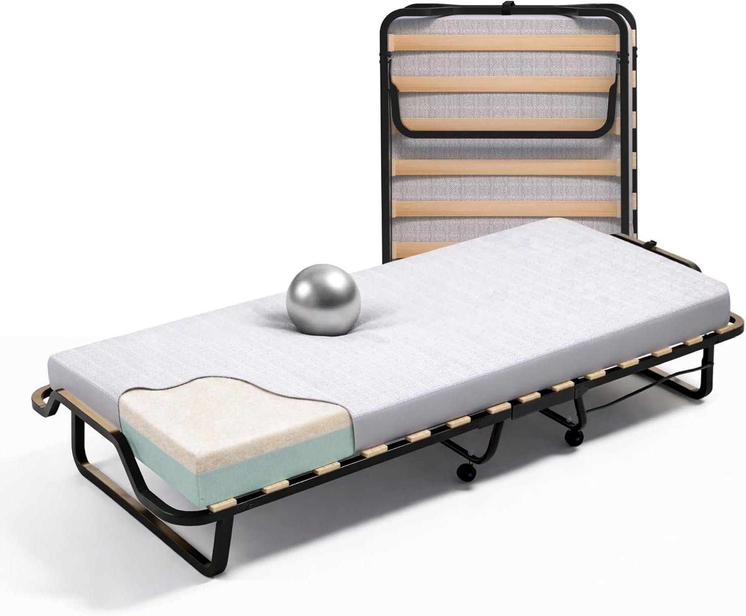 Zivano Vouwbed - Vouwbed met Matras - Plooibed - Grijs - 200cm x 80cm x 38cm