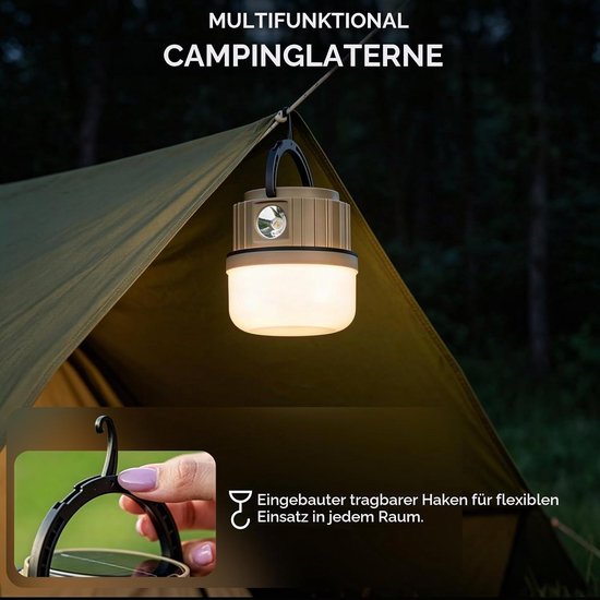 Solar campinglamp - uitschuifbaar - voor kamperen en buiten - oplaadbare campingleuchte - voor kampeerders - zwart - 2 stuks — afbeelding 5