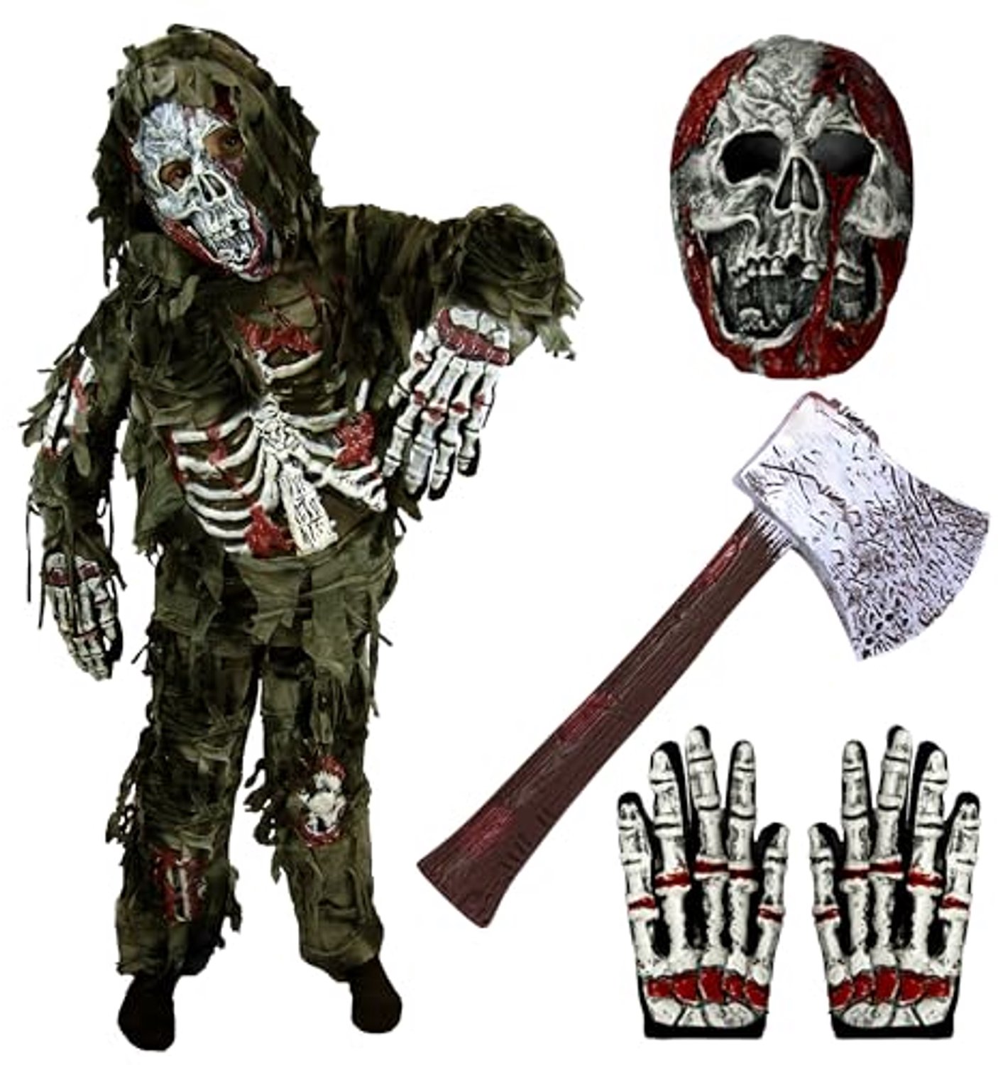 Spooktacular Creations groen zombiekostuum voor jongens - maat M
