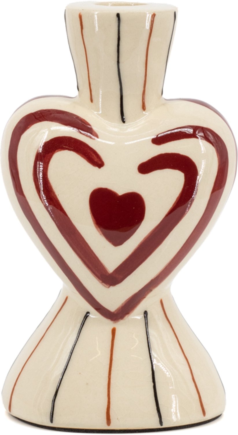 Aardewerk kaarsenstandaard heart Megu