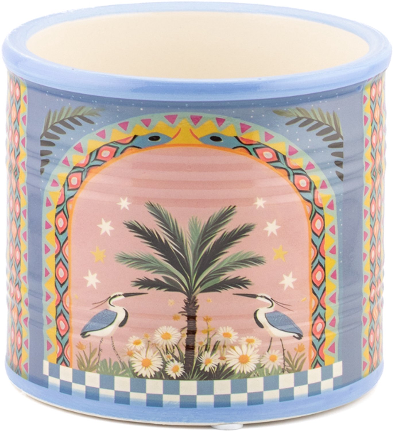 Aardewerk bloempot Palm bird