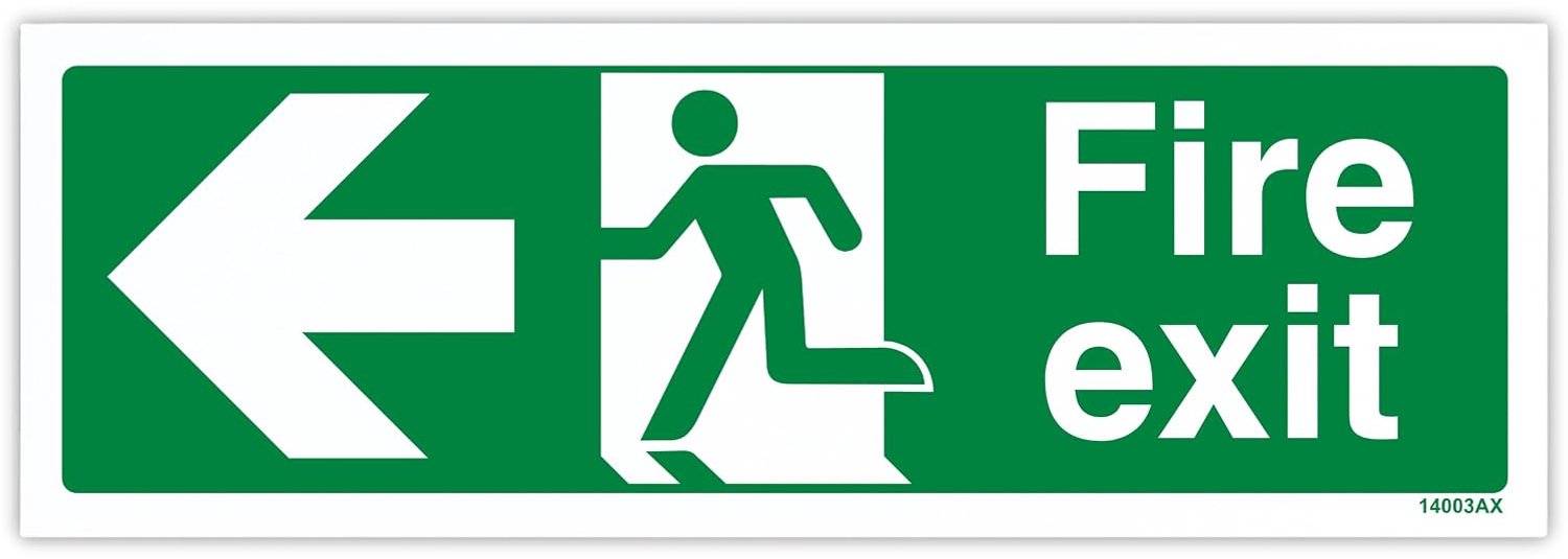 vluchtroute pijl links - 300 mm x 100 mm - kunststof - helpt bij brandveiligheid - Vemera