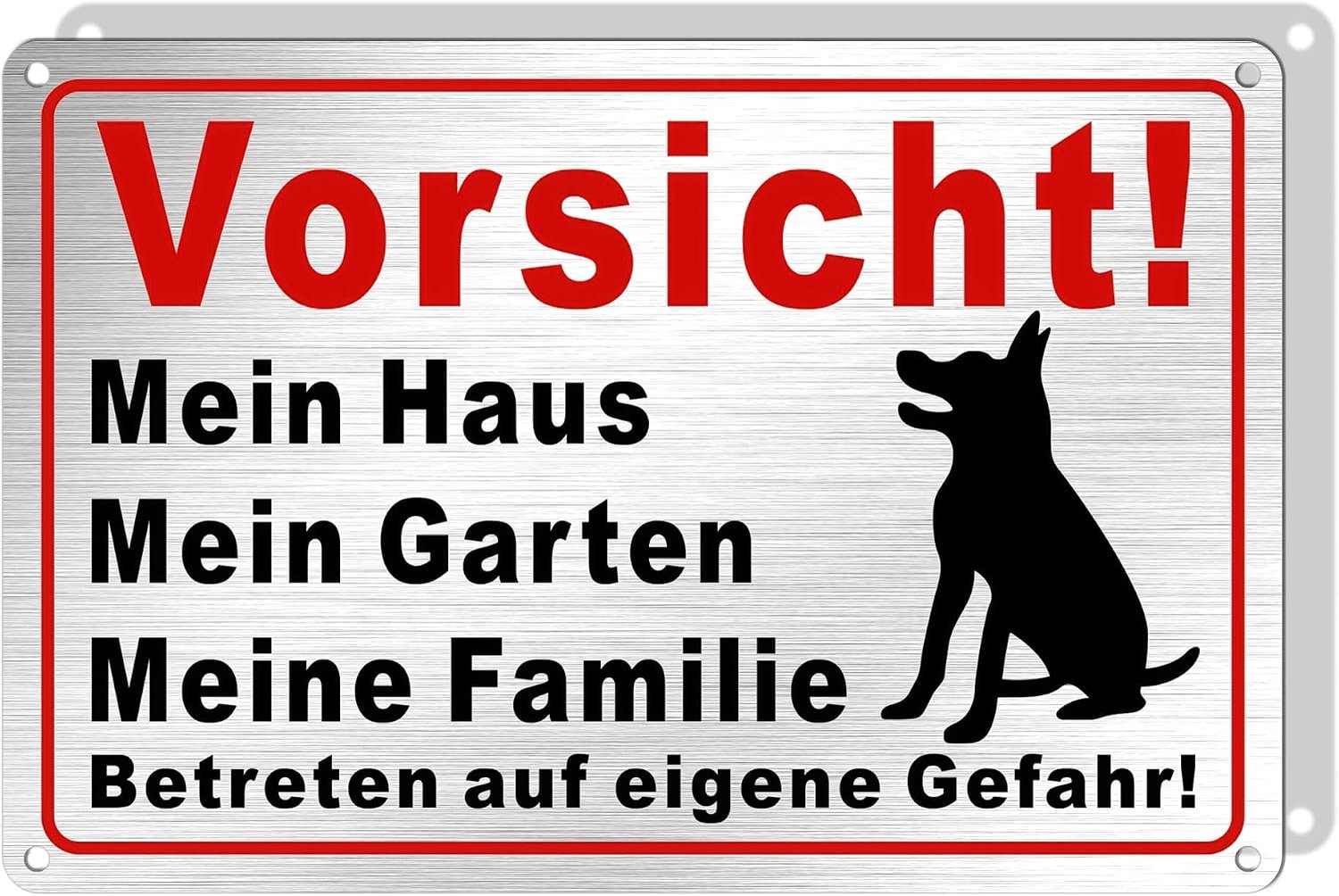 Hondenbordje 30 x 20 cm - geborsteld aluminium - weerbestendig - duidelijk waarschuwingsbord - ServiceTopper