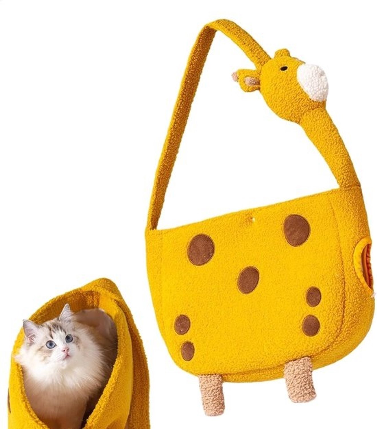 Huisdierentas - Draagtas voor katten - Comfortabel reizen - Girafontwerp - 34 x 26 cm - Giraf
