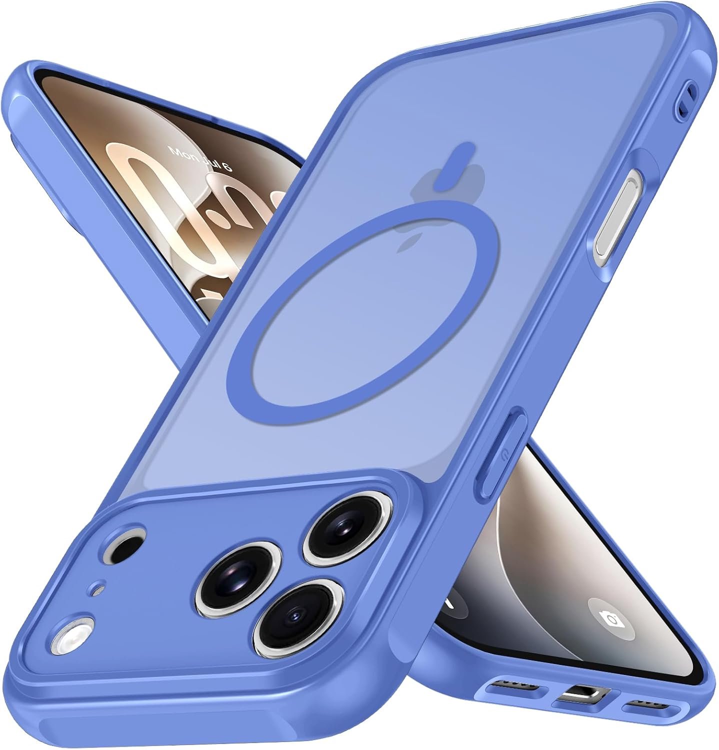 Zandarix Hoesje Geschikt voor Apple iPhone 18 Pro - Back Cover Hoesje - Matte Siliconen - Geschikt voor Mag - Militaire Valbescherming - Lichtblauw
