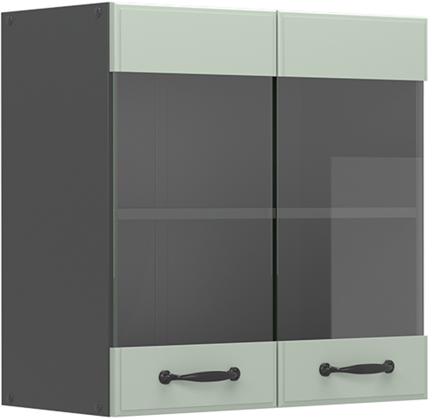 Vicco Glazen keukenkast R-Line, Mint landelijk/Antraciet, 60 cm
