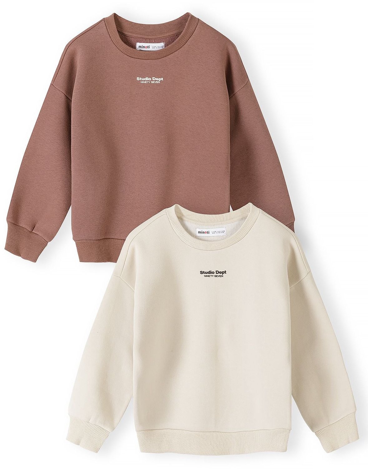 Minoti sweaters jongens 2-pack - meerkleurig - bruin en crème