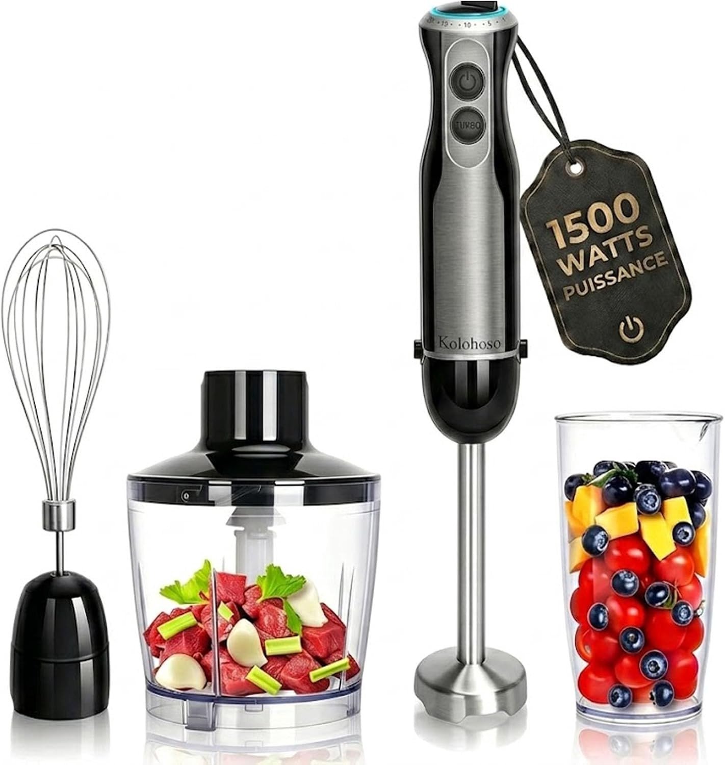 Staafmixer - Zwart - 1500W - Handblender met 20 Snelheden en Turbo - Voor Koken en Bereiden